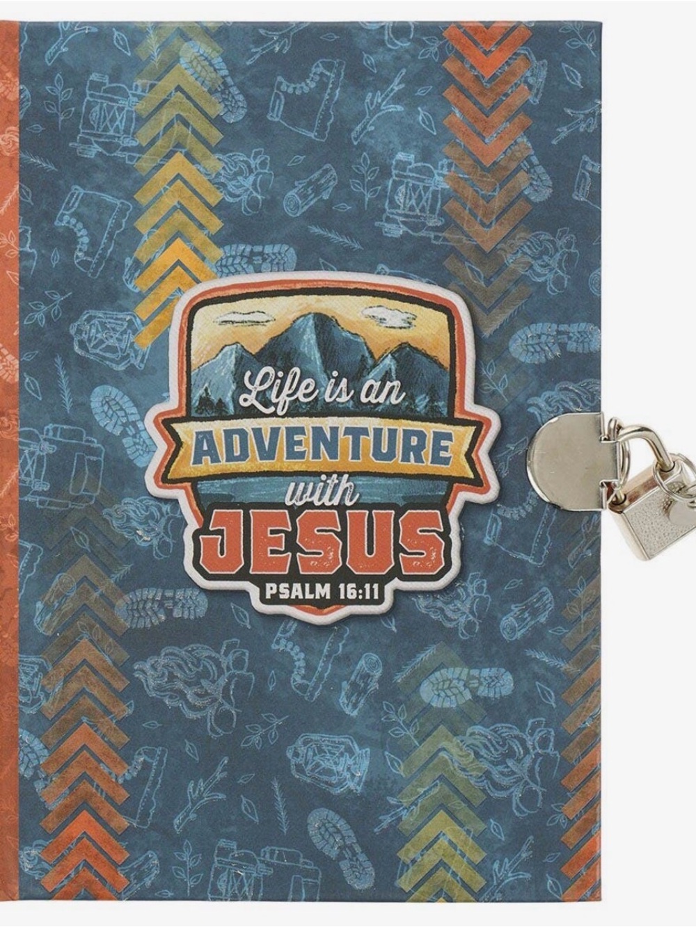 Christian Art Diary Adventure With Jesus Ps.16:11 Silver Lock w/ 2Keys Glow